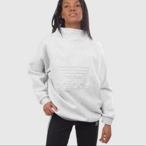 Adidas Originals Mock Neck Trefoil Sweatshirt Light Grey Size L